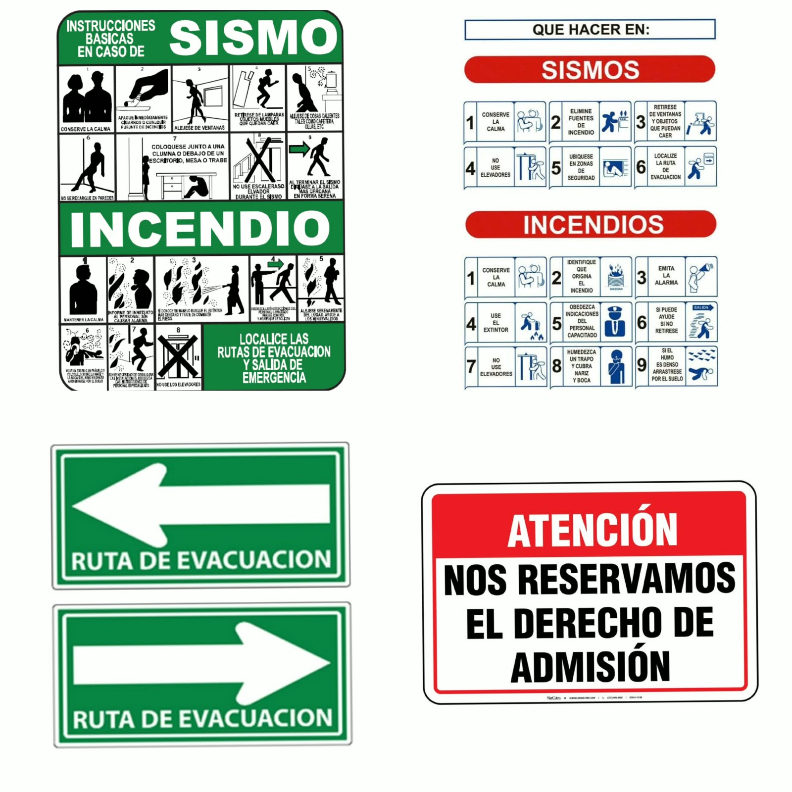 Rótulos de seguridad para emergencias, incendios y evacuación